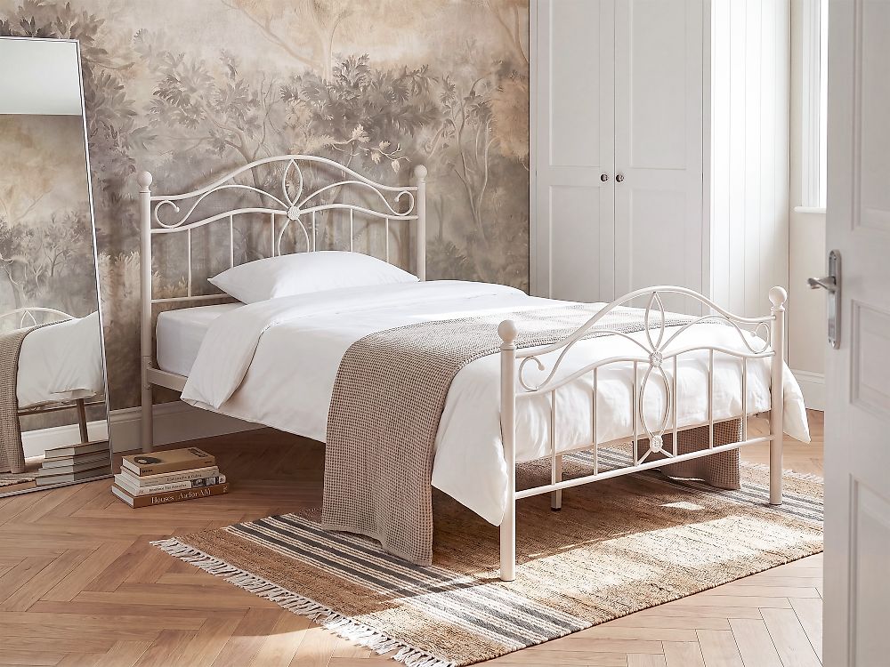 Bed Metal ANTLIA 120 x 200 cm (EU Small Double) Light Beige