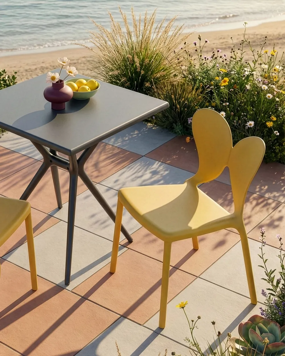 Set di 2 sedie da giardino LARISSA Impilabile Giallo_1043617