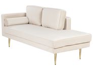 Beliani Chaise Longue Glamour Côté Gauche Avec Range Tapis En Velours Beige Clair Et Pieds Noirs Pessac 737727202