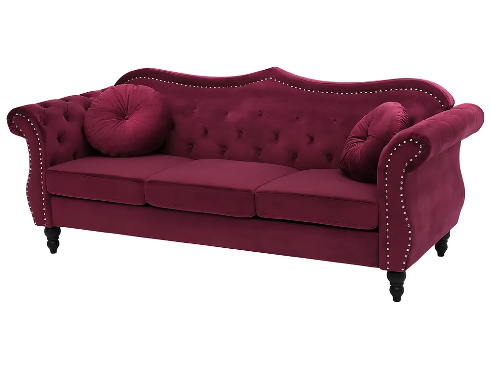 Sofa 3 Seater SKIEN II Velvet Dark Red_1161566