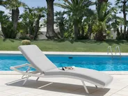 Set of 2 Sun Loungers with Cushions AMELIA Reclining Metal Light Grey_1027376