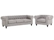 Set da salotto 4 posti CHESTERFIELD Tessuto Grigio chiaro_797124