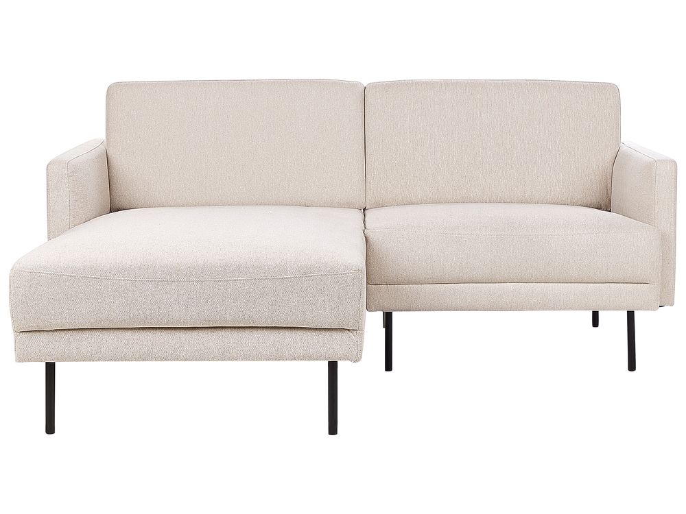 Right Hand 2 Seater Fabric Corner Sofa Beige BREDA Beliani