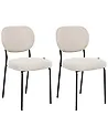 Set of 2 Dining Chairs LOLETA Fabric Light Beige