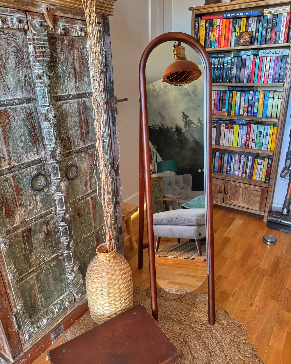 Milani Home Specchio Design Moderno In Legno Di Pino Riciclato - Stile Vintage - 3