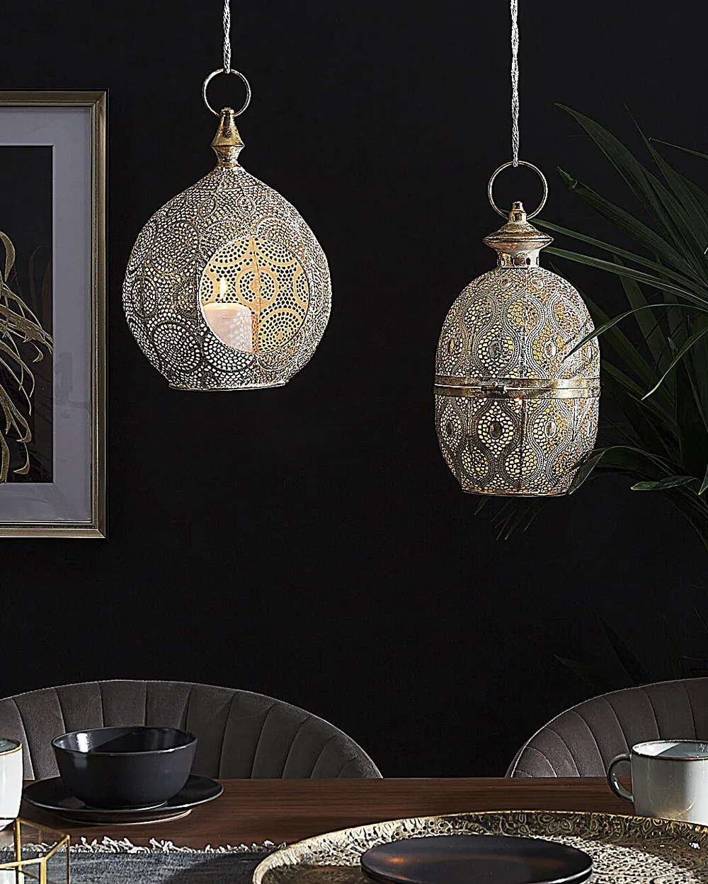 Lampion LAESO 33 cm Metal Złoty