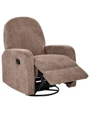 Rocking Recliner Chair FEBE Swivel Fabric Brown_1078658