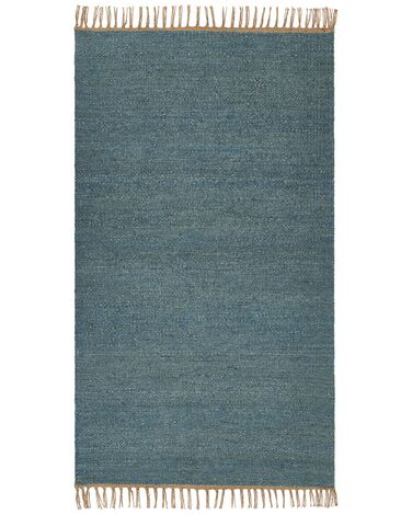 Tapete de juta azul turquesa e castanho 80 x 150 cm LUNIA