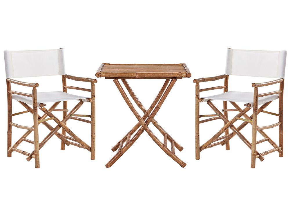 Bamboo Bistro Set Light Wood and Off White MOLISE Beliani