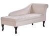 Chaise longue côté droit en velours beige clair avec rangement PESSAC_881975