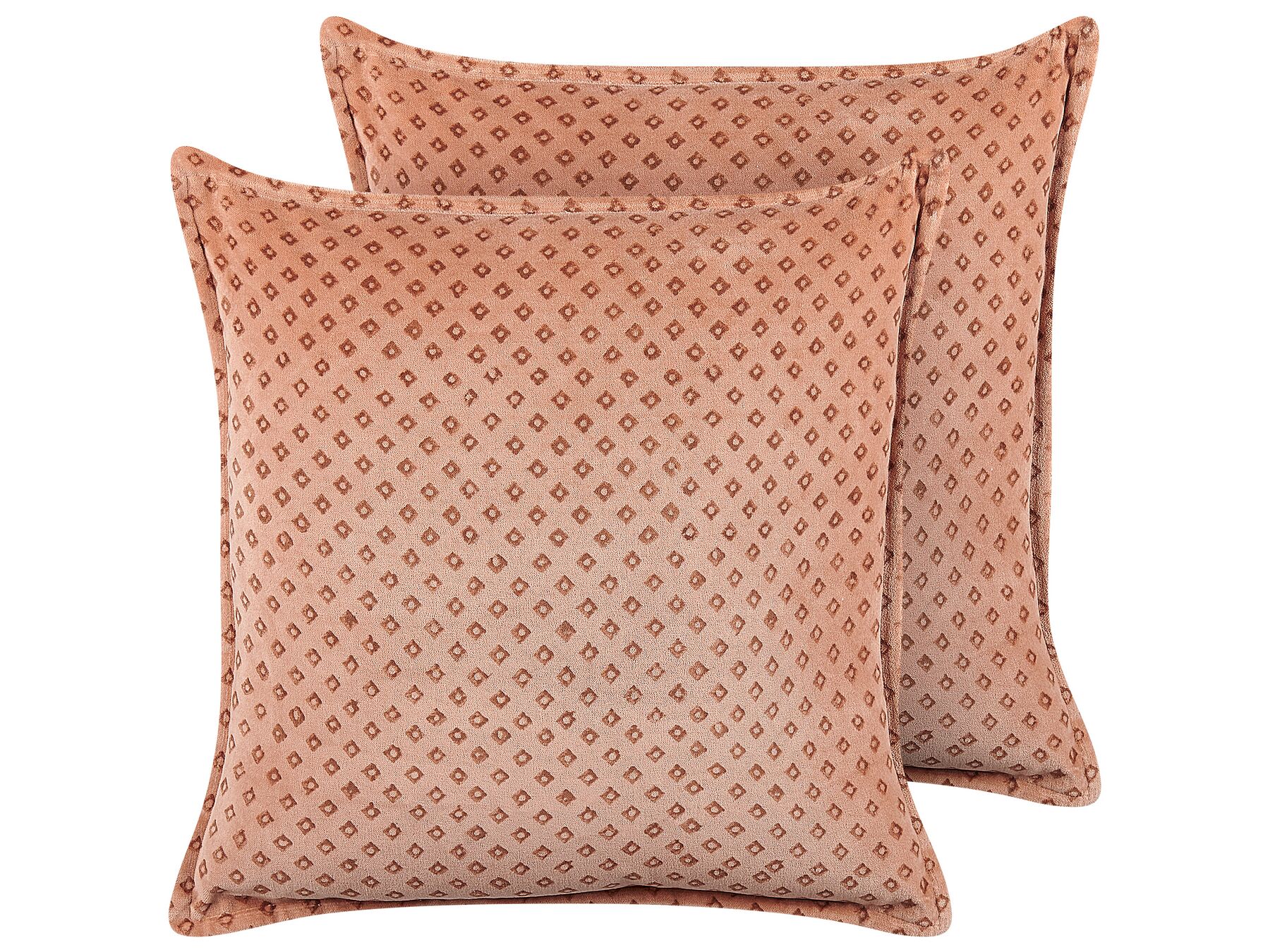 2 welurowe poduszki dekoracyjne wzór w romby 45 x 45 cm różowe RHODOCOMA_838474