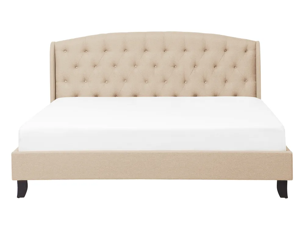 Bett mit Lattenrost Stoff BORDEAUX 140 x 200 cm Beige_712154