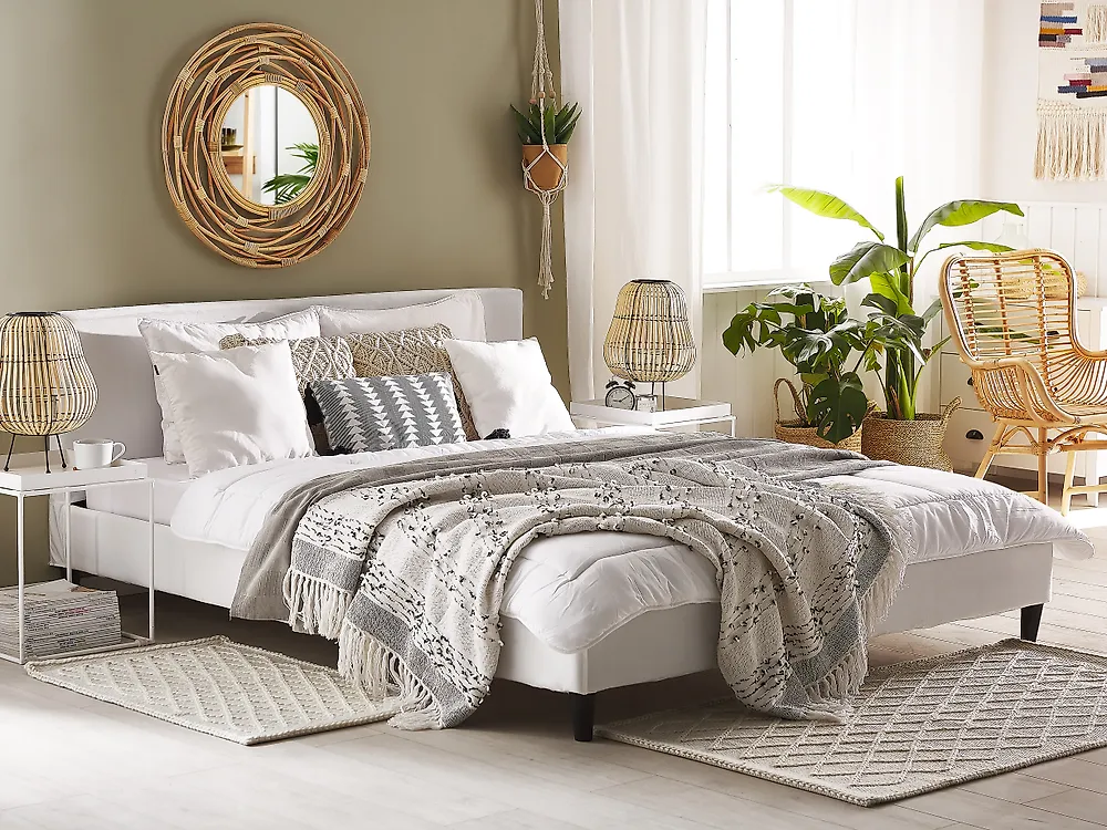 Bed Frame Cover Velvet FITOU 180 x 200 cm White_1177951