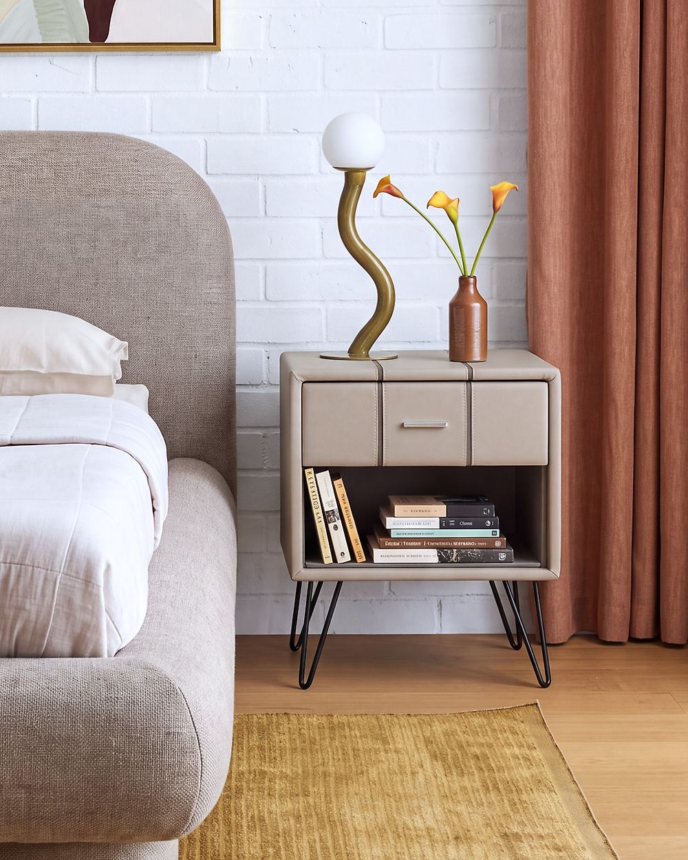 Nachttisch mit 1 Schublade BETIN Kunstleder Beige