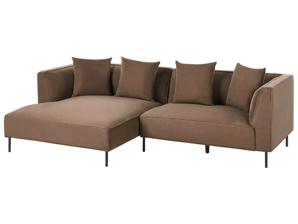 Corner Sofa 3 Seater SATER Fabric Brown Right Hand_1019340