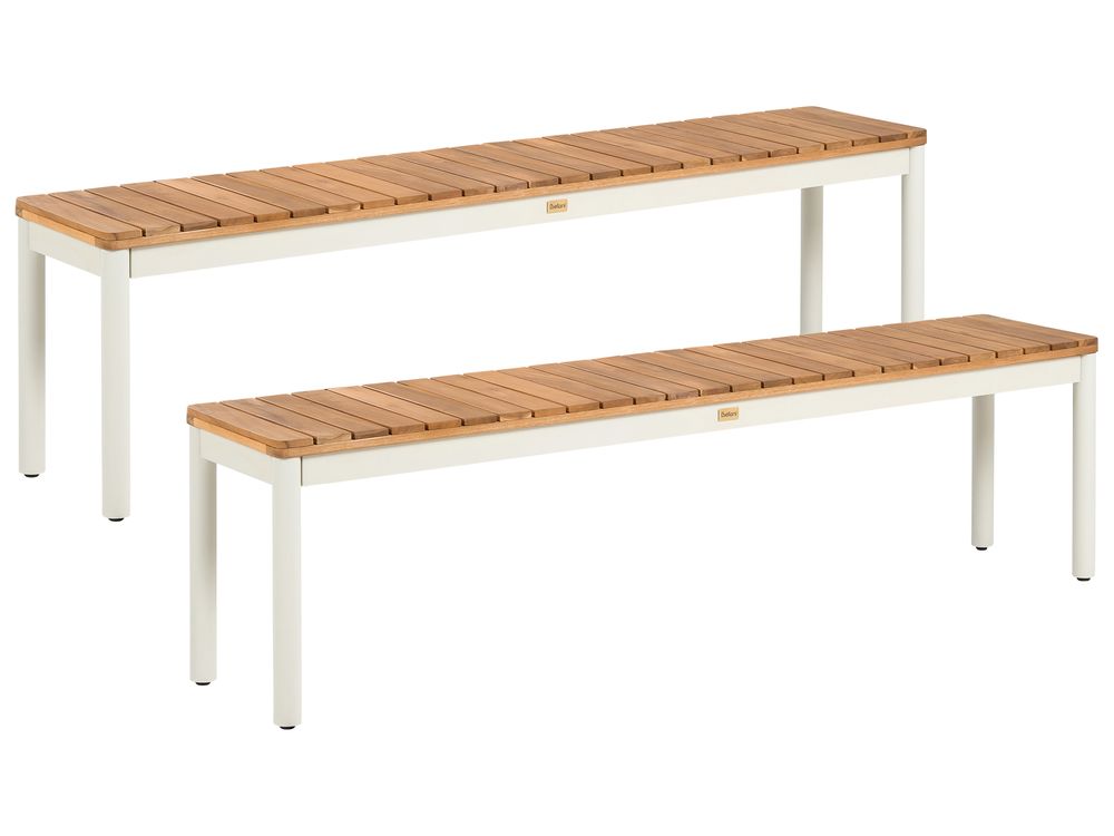 Set of 2 Garden Benches CORRICELLA 163 cm Acacia Wood Brown