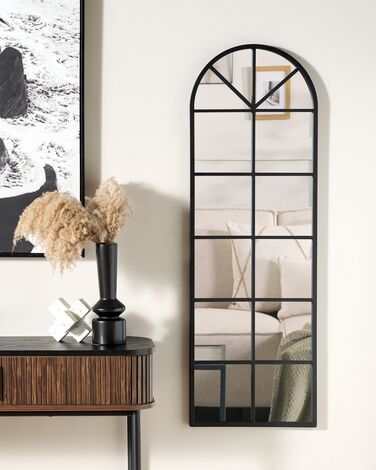 Metal Window Wall Mirror 40 x 120 cm Black BROUAGE