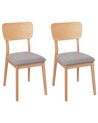  Set of 2 Wooden Dining Chairs Light Wood and Light Grey MINIER_926514