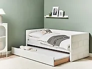 Trundle Bed Velvet CHAVONNE 90 x 200 cm (EU Single) Off-White_1185344