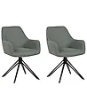 Set of 2 Dining Chairs Swivel JODAR Fabric Green