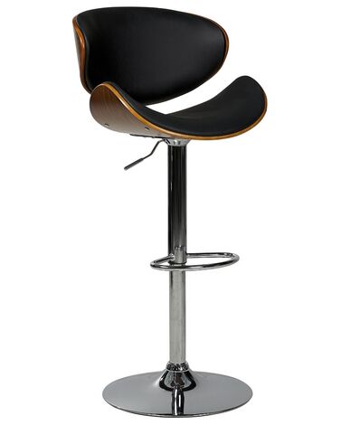 Barová stolička z umelej kože tmavé drevo/čierna ROTTERDAM