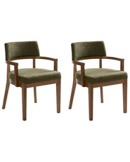 Set of 2 Dining Chairs DALBO Boucle Brown/ Green_1016024