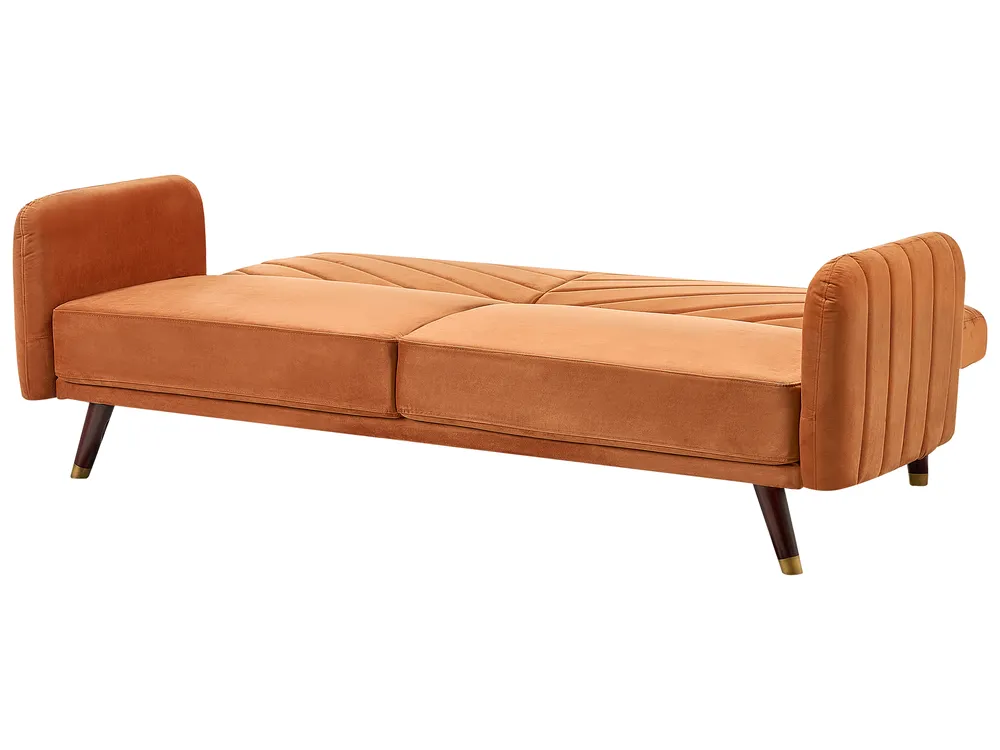 Sofa Bed 3 Seater SENJA Velvet Orange_787360