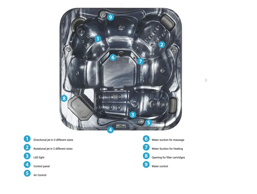 Jacuzzi exterior cu LED TULAROSA Gri grafit_820181