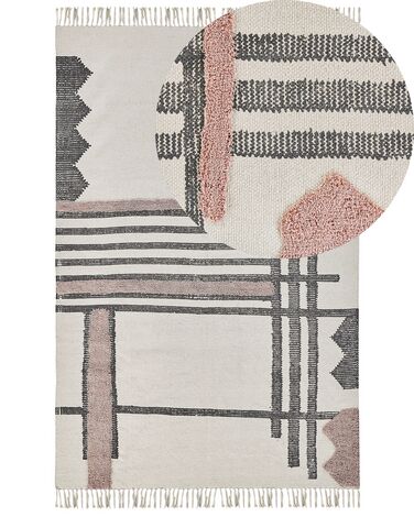 Tapis décoratif en coton beige et noir 160 x 230 cm MURADIYE