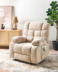 Sedia reclinabile elettrica ARES Poggiapiedi a scomparsa Tessuto Beige_938695