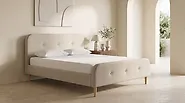 Bed Faux Linen RENNES 180 x 200 cm (EU Super King) Light Beige_1182346