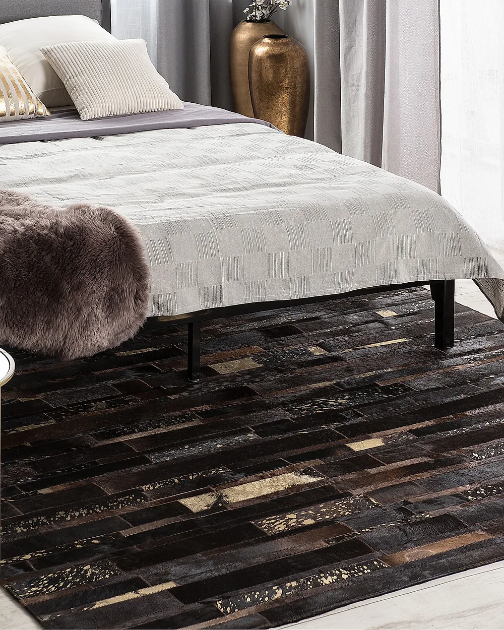 Tappeto ARTVIN Marrone 140 x 200 cm Pelle naturale_1175331