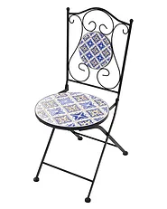 Set de 2 scaune de grădină SIPONTO Pliabil Metal Alb/Albastru_1155772