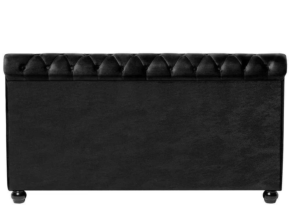 Lit avec coffre en velours noir 140 x 200 cm VERNOYES