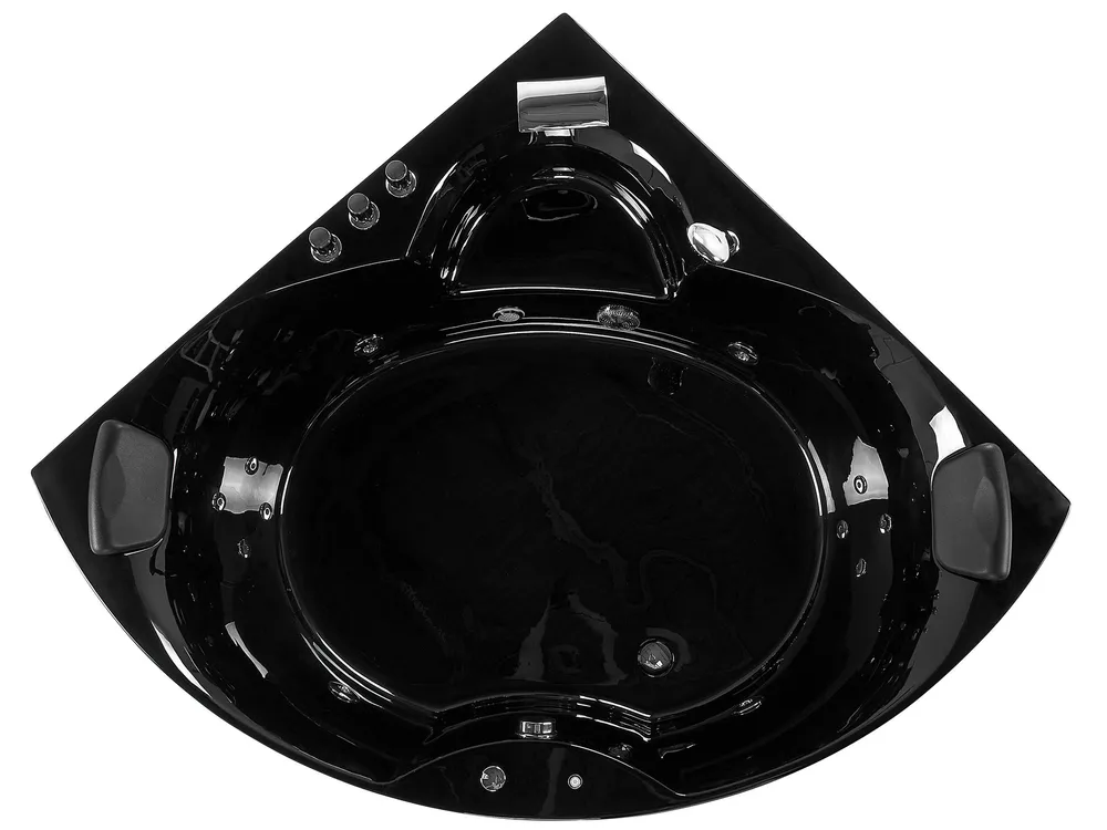Corner Hot Tub with LED SENADO 2050 x 1500 mm Black_780578