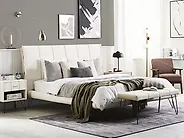 Bed Faux Leather BETIN 180 x 200 cm (EU Super King) Light Beige_1177916