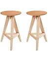 Set of 2 Bar Stools AROMA Wood Light Brown