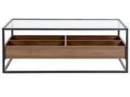 Coffee Table WACO with Storage Tempered Glass Black_825564