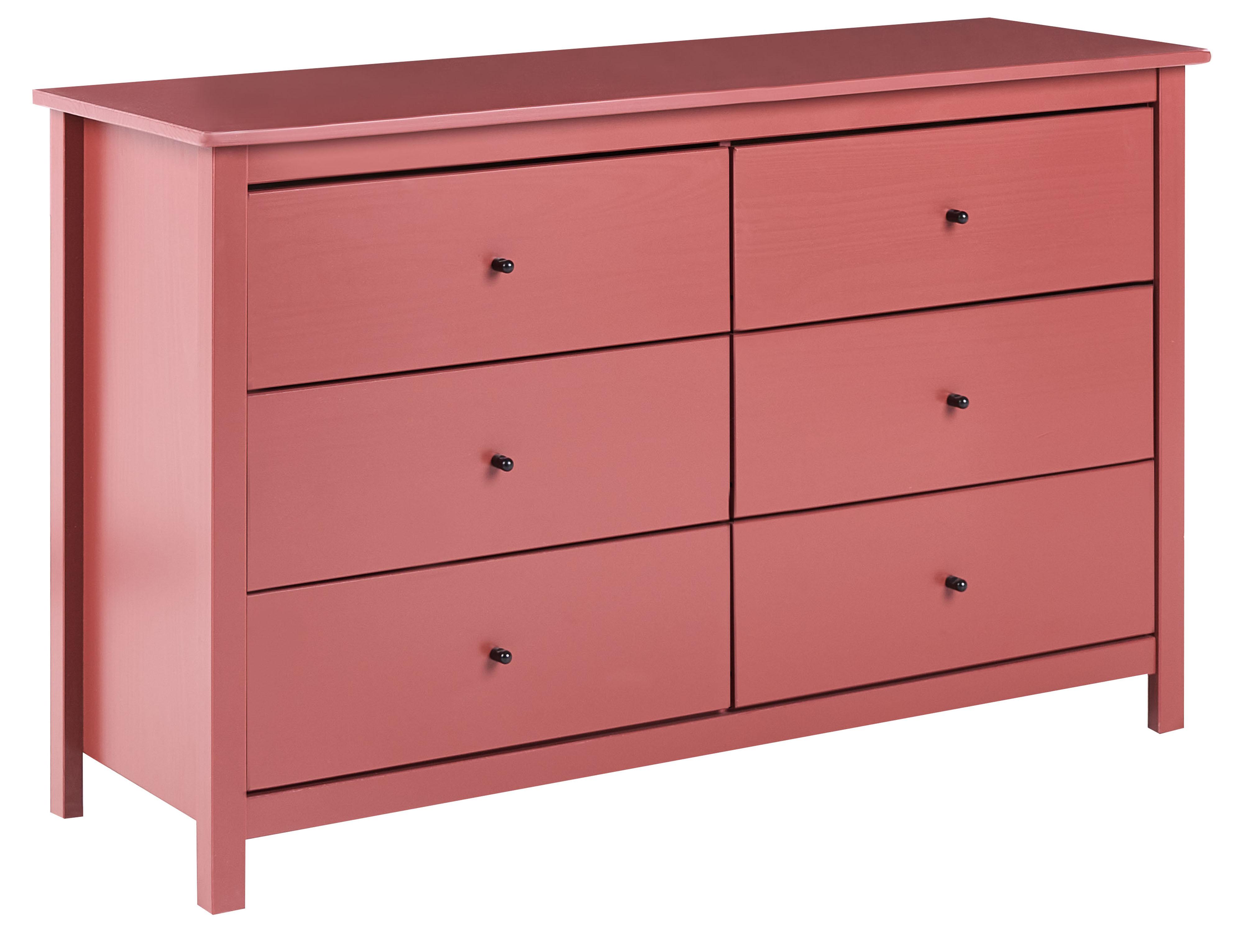 Komoda se 6 zásuvkami BARCALDINE Borovicové dřevo Vínová