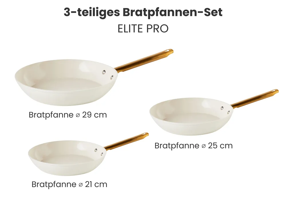 Bratpfannen 3er Set ELITE PRO Cremeweiss_992767