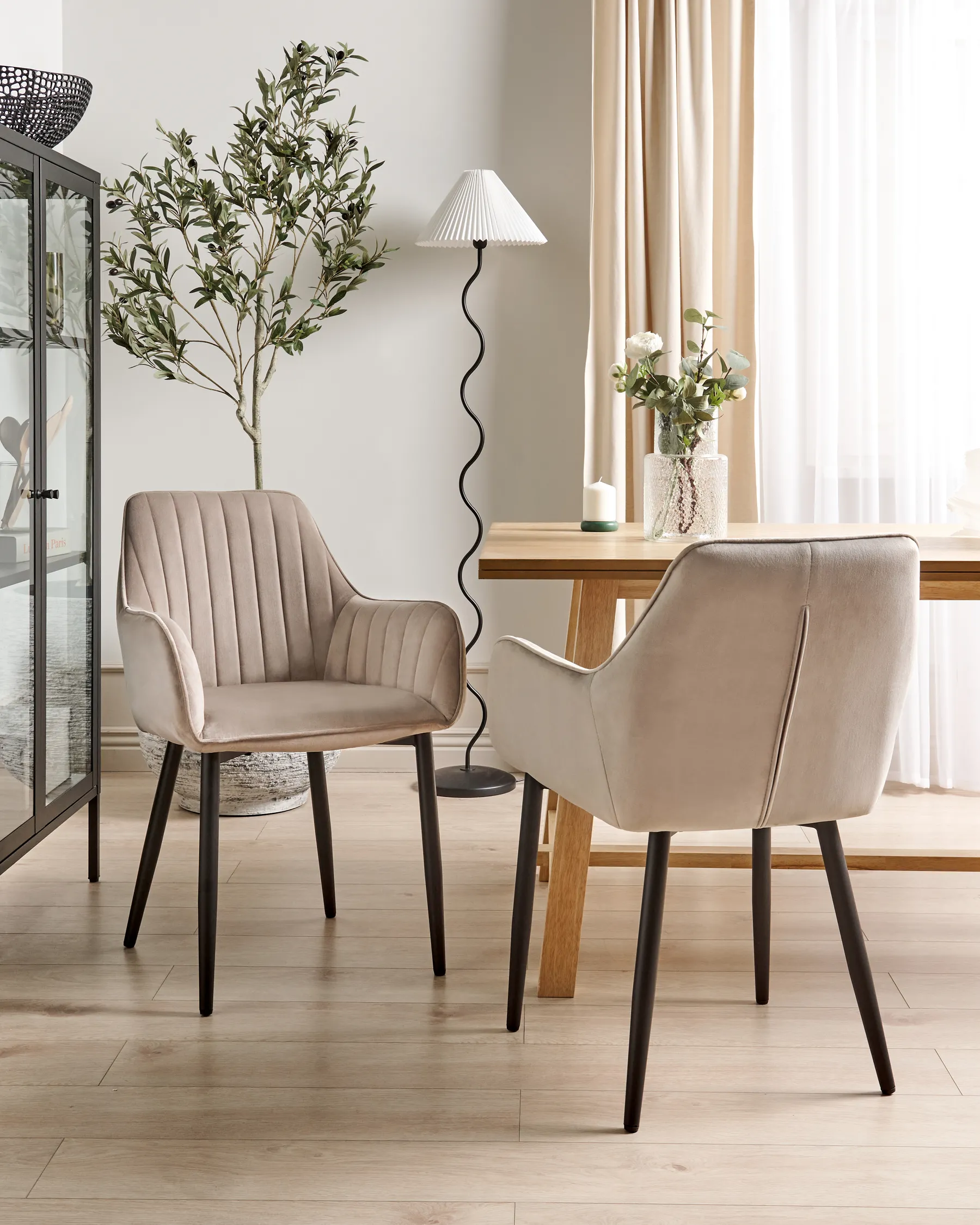 Set of 2 Dining Chairs WELLSTON Velvet Taupe_901828