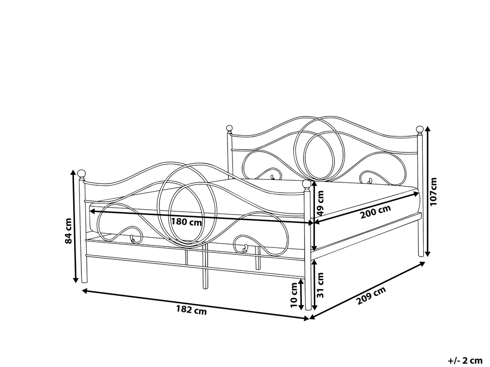Bed Metal LYRA 180 x 200 cm (EU Super King) Black_676936