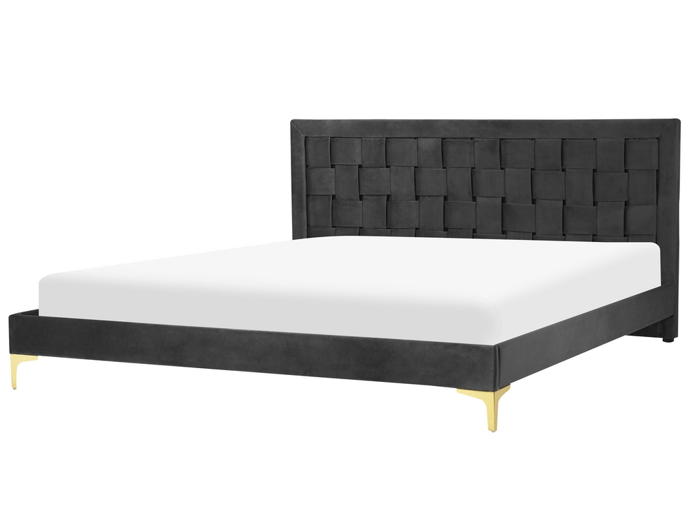 Velvet EU Super King Size Bed Black LIMOUX Beliani