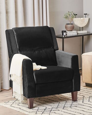 Velvet Recliner Chair Black EGERSUND