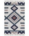 Teppich Baumwolle mehrfarbig 140 x 200 cm geometrisches Muster Fransen Kurzflor KOZLU_848385