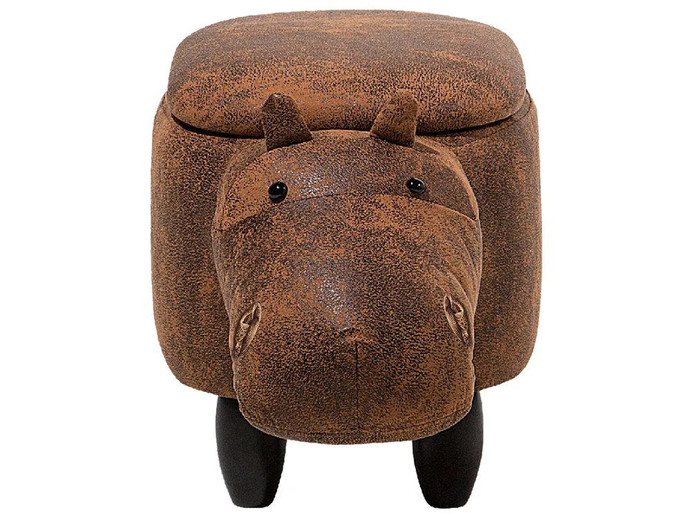 Pufa zwierzak ze schowkiem HIPPO Hipopotam Ekoskóra Brązowy_710397