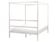 Four Poster Bed Metal LESTARDS 140 x 200 cm (EU Double) Light Beige_1165379