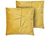 Set of 2 Decorative Cushions PINUS 45 x 45 cm Velvet Yellow Geometric Pattern