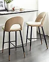 Set of 2 Bar Chairs FALTON Velvet Beige