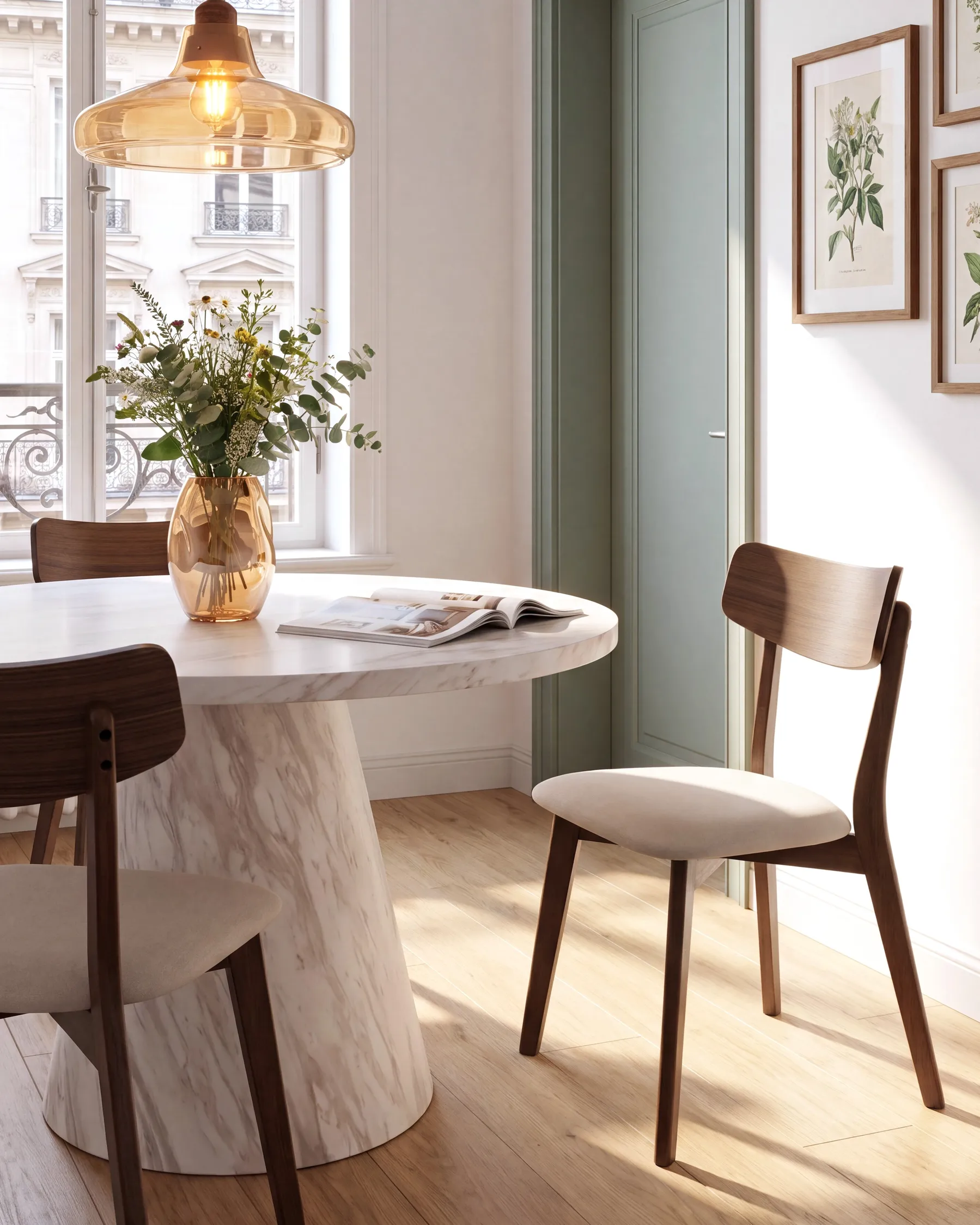 Set of 2 Dining Chairs HOLLY Wood Dark Brown/ Off-White_1015964
